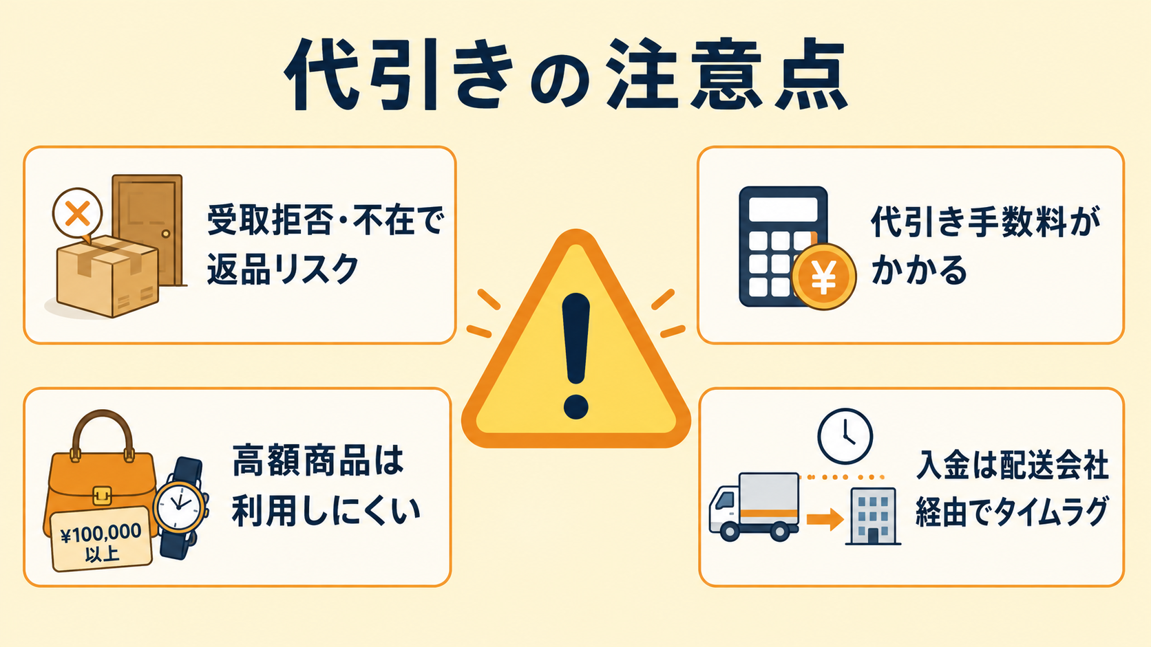 代金引換のデメリット・注意点の解説図