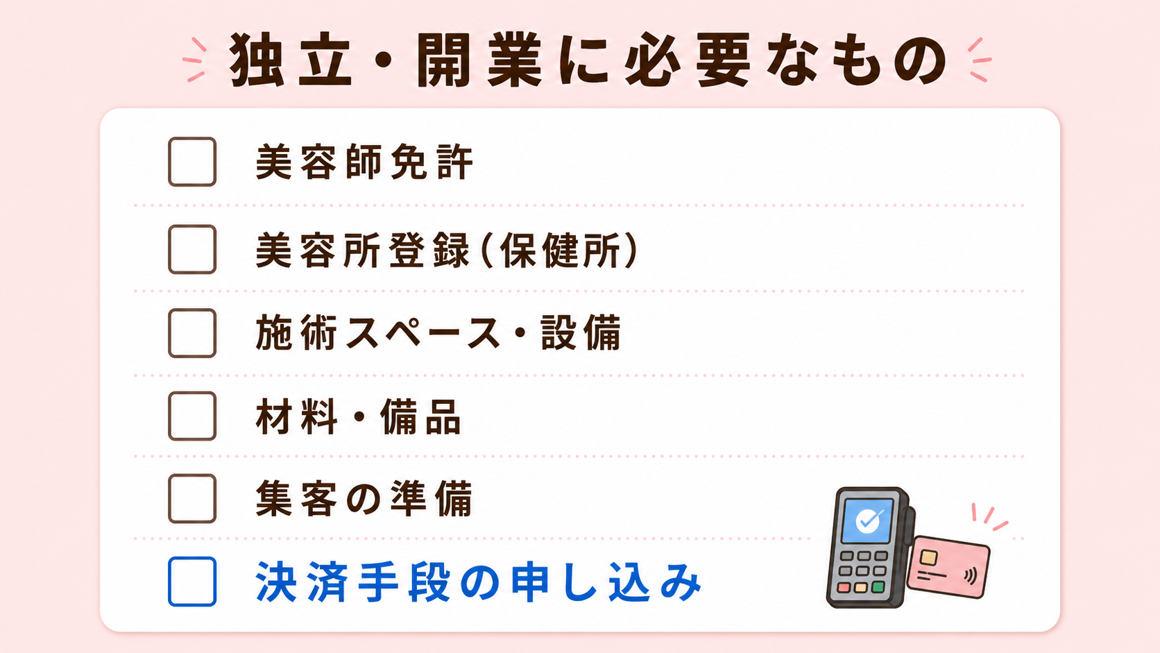 独立・開業に必要なものの解説図